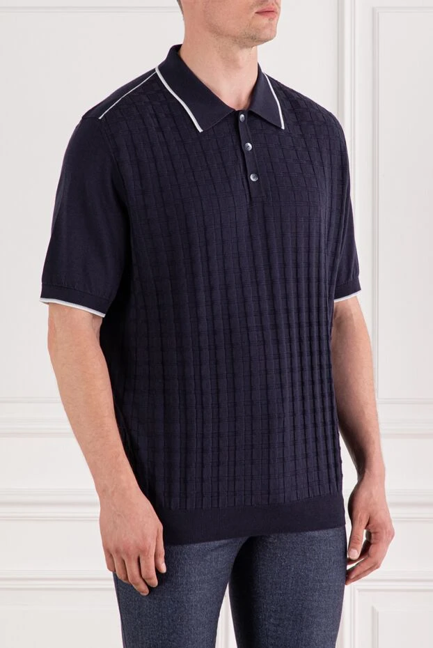 Zilli трикотажное поло с фактурной клеткой и контрастной отделкой на воротнике
 189614 - фото 3
