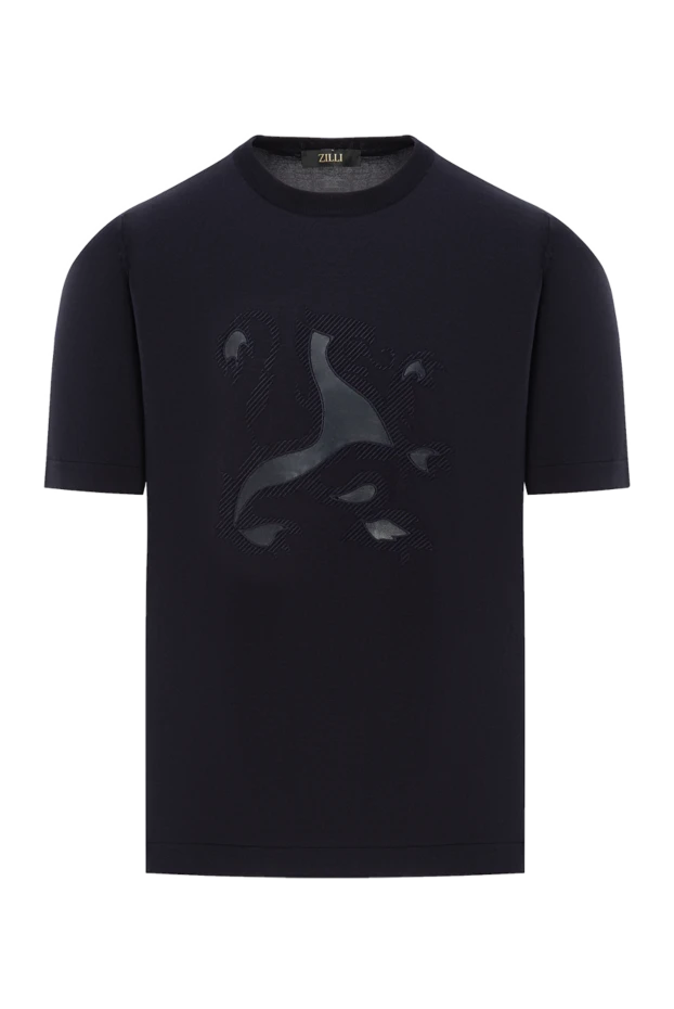 Джемпер с коротким рукавом и рельефной аппликацией из кожи на груди - фото 1