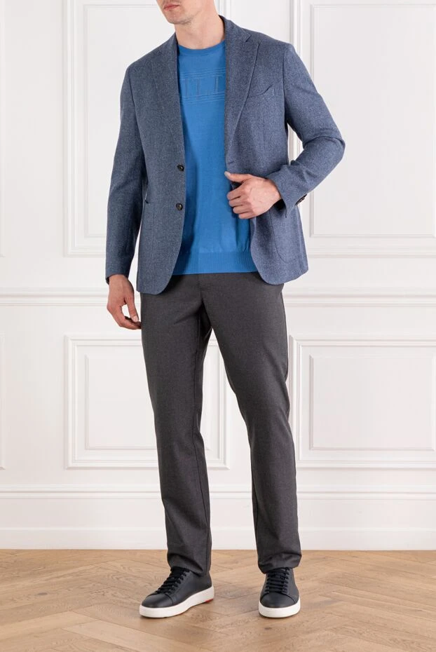 Zilli джемпер ярко-голубого цвета с фактурным логотипом на груди
 189620 - фото 2