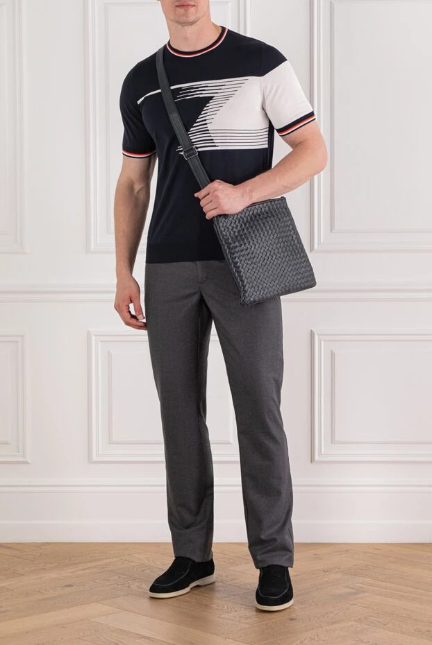 Zilli мужской джемпер из трикотажа с динамичным дизайном в бело-синей гамме
 189622 - фото 2