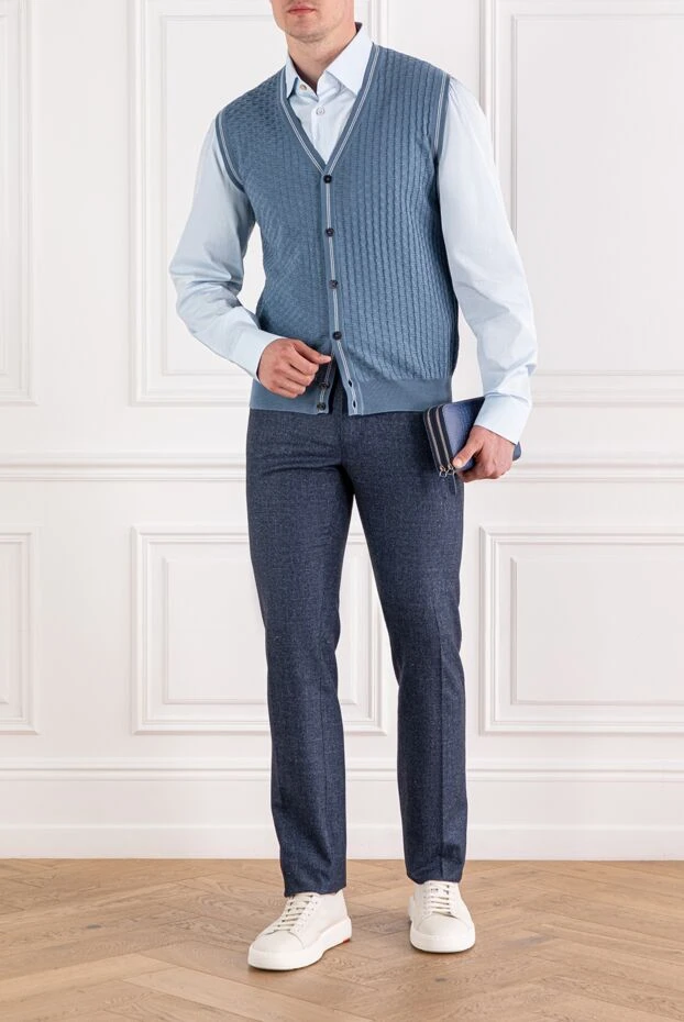 Zilli жилет синего цвета с объёмным плетением и контрастной отделкой на пуговицах
 189625 - фото 2