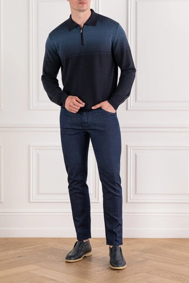 Zilli шерстяное поло с кашемиром и шелком в синем градиенте 189628 - фото 2