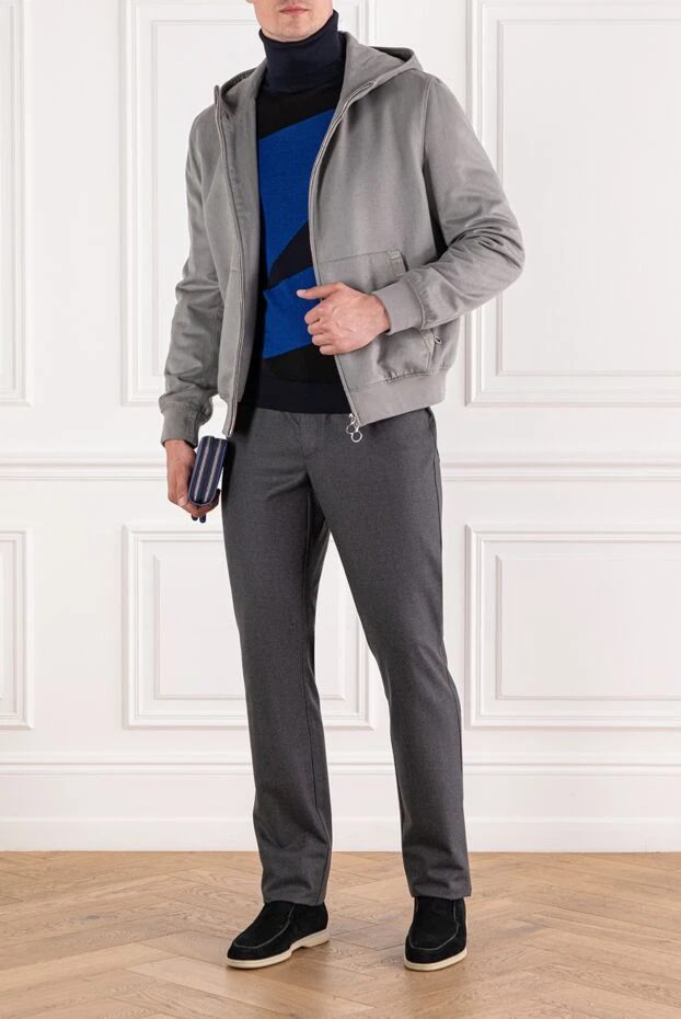 Zilli синий мужской гольф с геометричным рисунком в стиле колор-блок
 189632 - фото 2