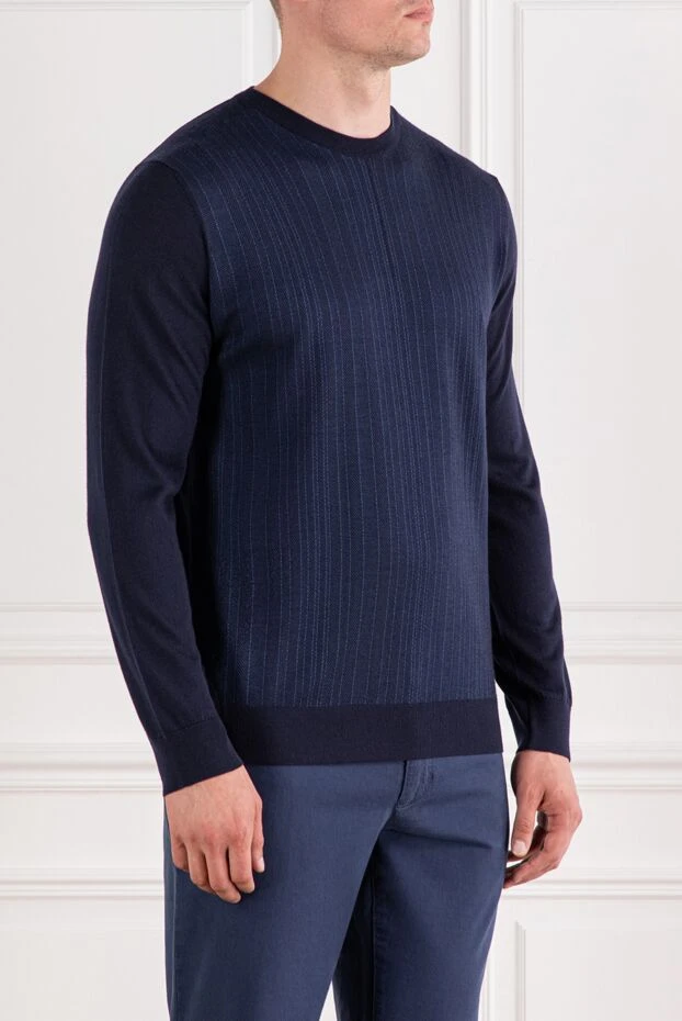 Zilli тегіс жеңдері бар текстуралы жолақты тоқылған жемпір
 189639 - фото 3