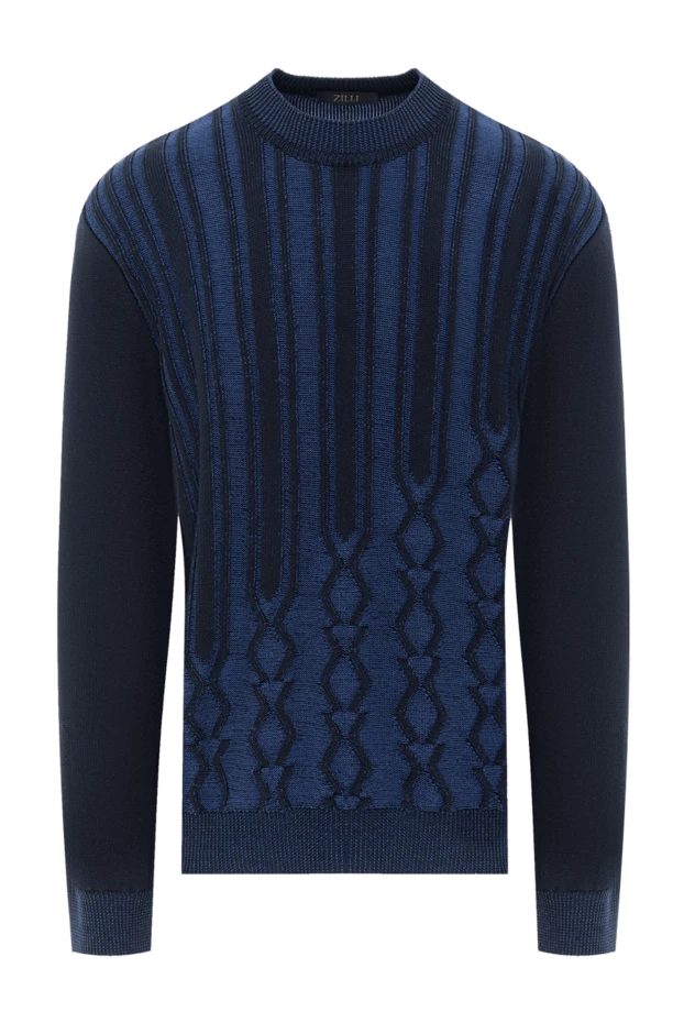 Chunky knit jumper with graphic pattern in deep blue shade
- photo 1