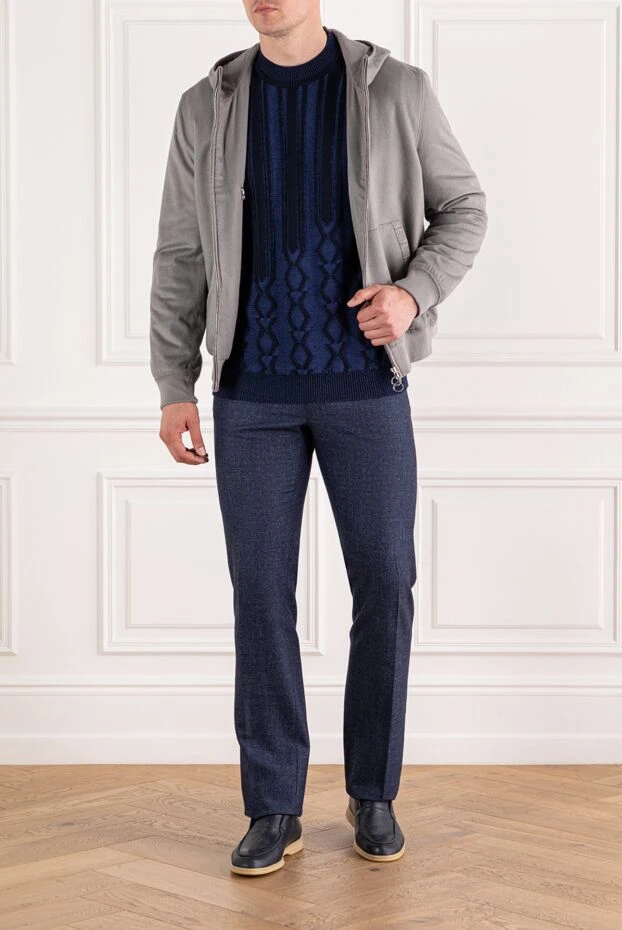 Zilli қою көк реңктегі графикалық өрнегі бар ұзын тоқылған секіргіш
 189640 - фото 2