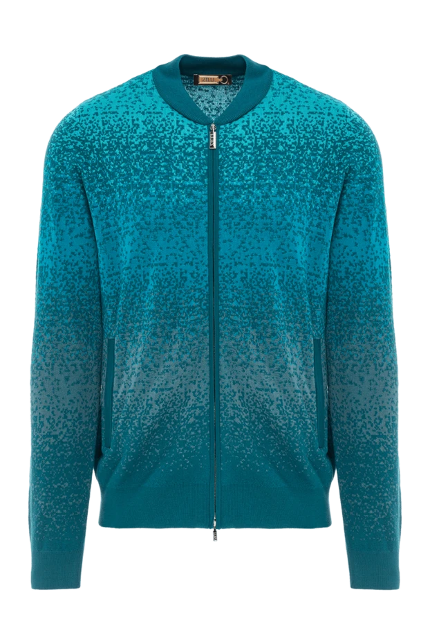 Knitted cardigan with pixel print and ribbed collar green
- photo 1