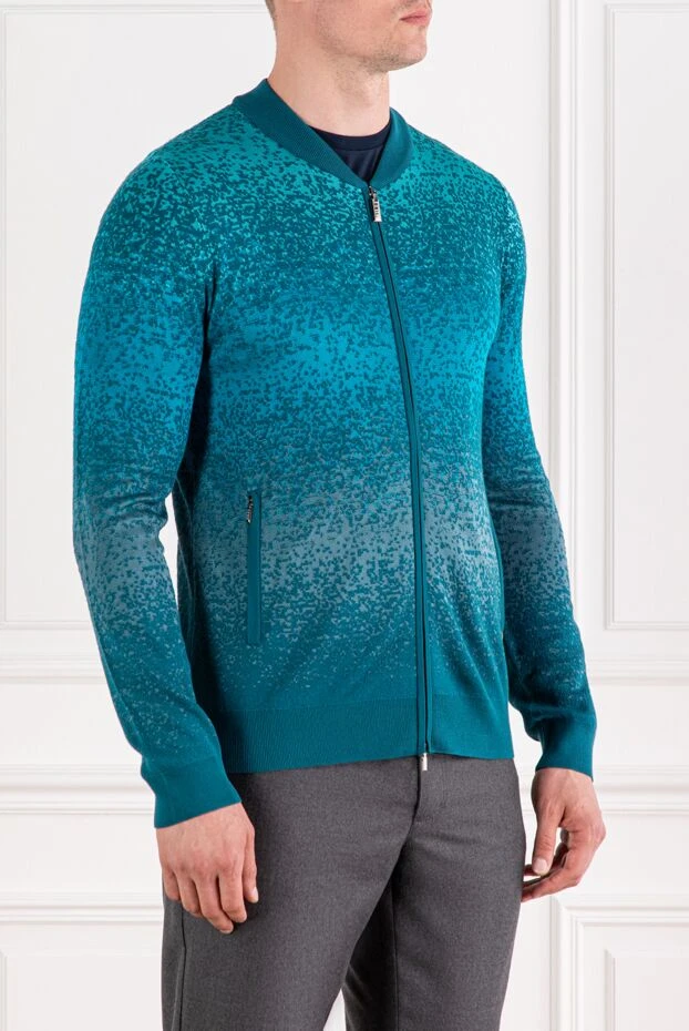 Zilli пиксельді басып шығарылған және жасыл жағасы бар тоқылған кардиган
 189642 - фото 3