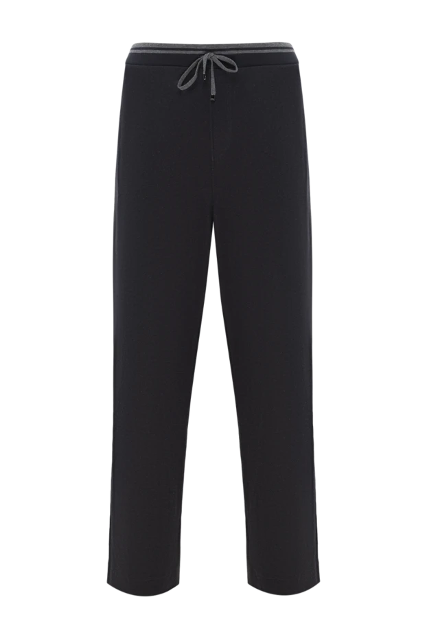 Cotton and silk trousers with drawstrings and elastic waist blue
- photo 1