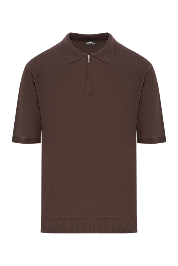 Cesare di Napoli chocolate silk polo shirt with zipped collar 189675 - photo 1