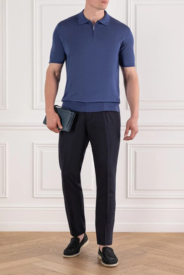 Cesare di Napoli футболка-поло из мягкого трикотажа в глубоком синем оттенке 189677 - фото 2