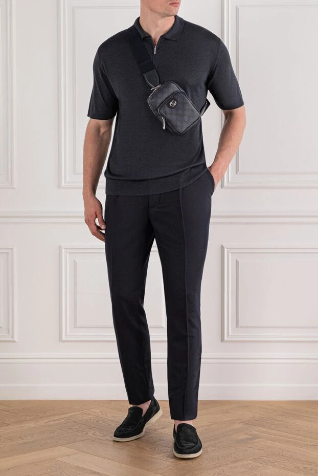 Қою қара және көк түсті жібек поло
 - фото 2