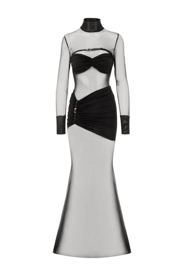 Мөлдір тордың астындағы кеудешелері бар ұзын жең макси көйлек
- фото 1