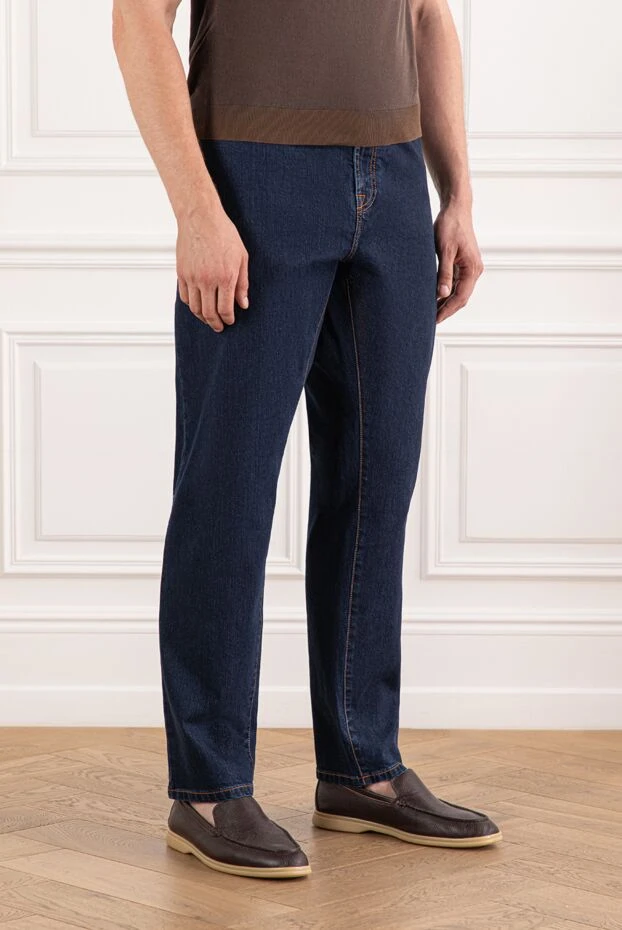 Scissor Scriptor сәндік кірістіру және белі жоғары қою көк джинсы 189707 - фото 3