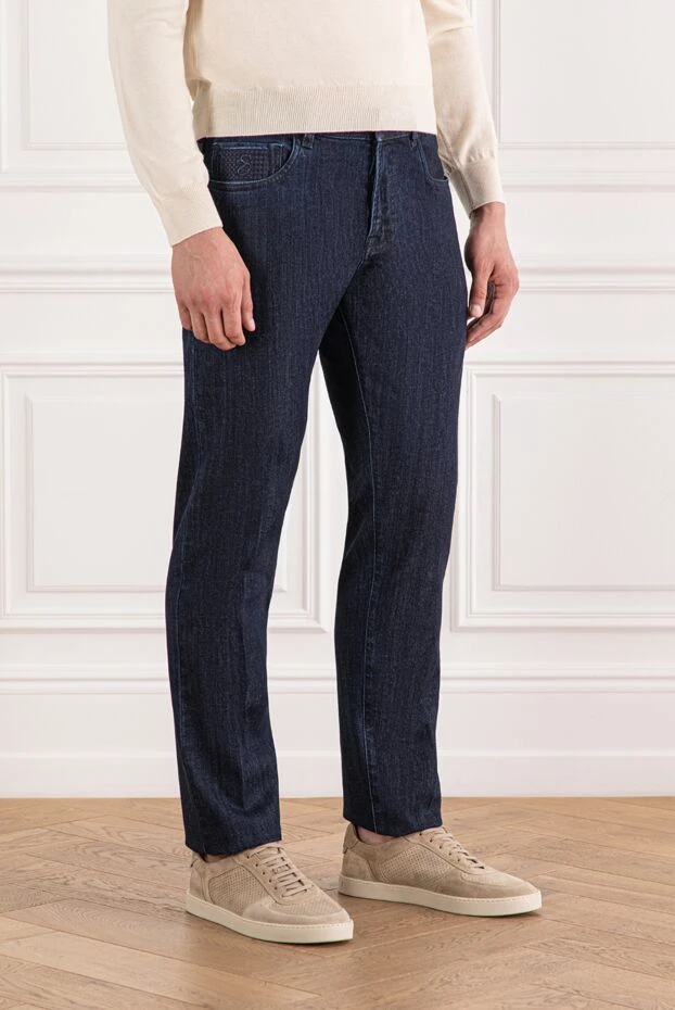 Scissor Scriptor тёмно-синие джинсы с винтажной фактурой и удобной посадкой 189709 - фото 3