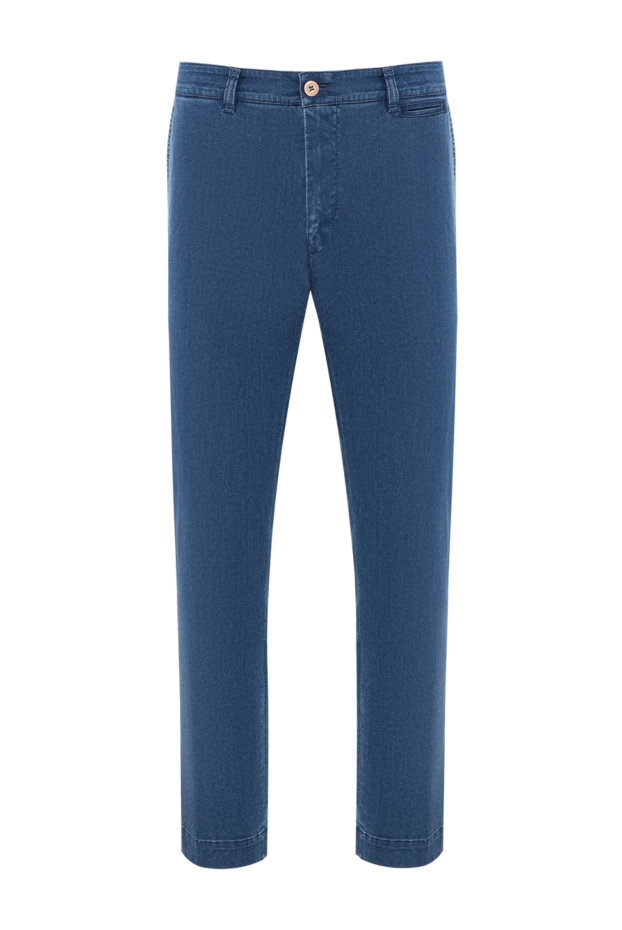 Светло-синие джинсы из мягкого хлопка с имитацией классических брюк - фото 1