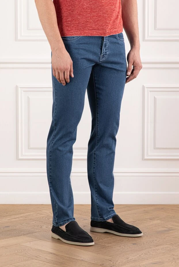 Scissor Scriptor шынайы былғарыдан жасалған патчпен тас жууға арналған джинсы 189718 - фото 3