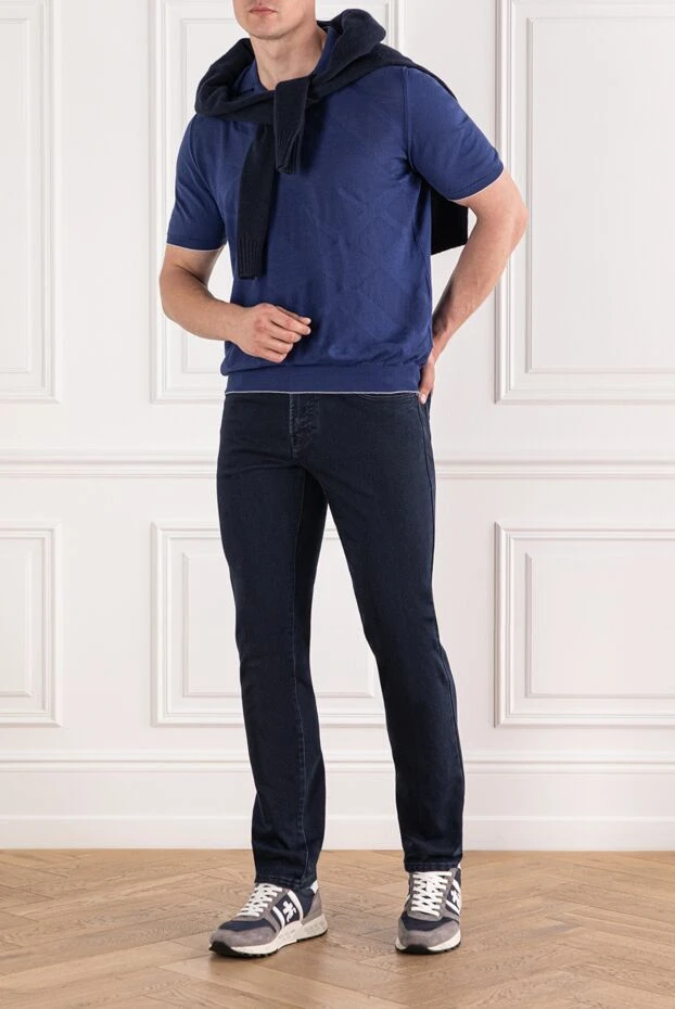 Scissor Scriptor джинсы тёмно-синего цвета с брендированной вышивкой на заднем кармане 189720 - фото 2