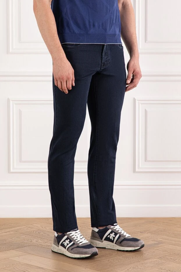 Scissor Scriptor джинсы тёмно-синего цвета с брендированной вышивкой на заднем кармане 189720 - фото 3