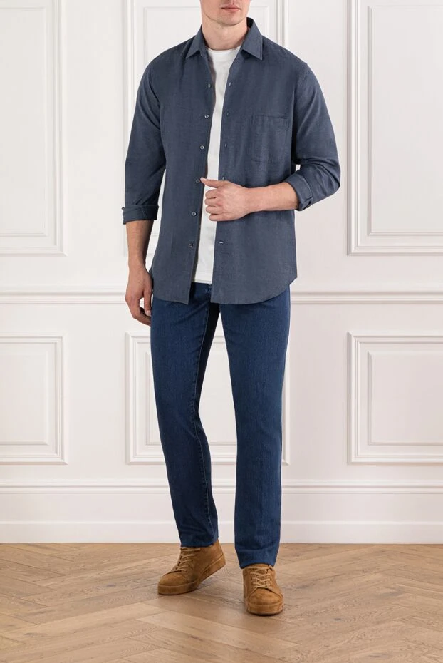 Scissor Scriptor soft cotton jeans with yellow accents and branded patch 189721 - photo 2