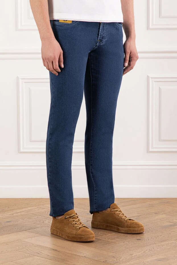 Scissor Scriptor джинсы из мягкого хлопка с жёлтыми акцентами и фирменной нашивкой 189721 - фото 3