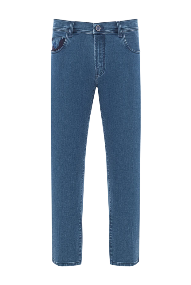 Контрасты белдеуі бар жеңіл текстуралы мақта джинсы - фото 1