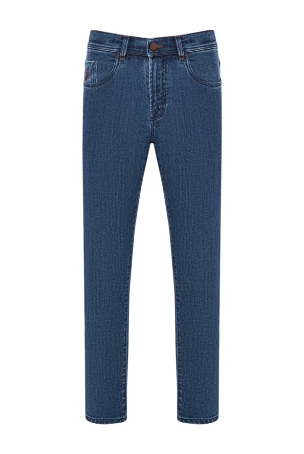 Straight jeans in deep blue with expressive seams - photo 1