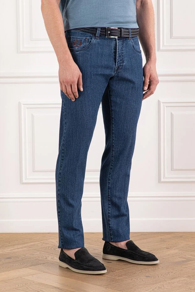 Scissor Scriptor прямые джинсы глубокого синего цвета с выразительными швами 189731 - фото 3