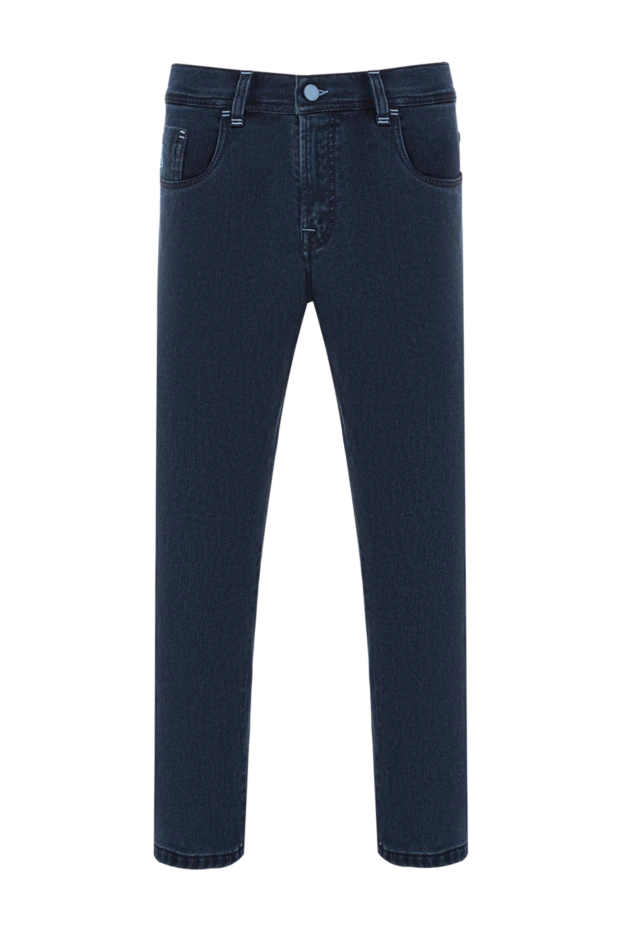 Scissor Scriptor dark blue jeans with branded tartan patch 189732 - photo 1