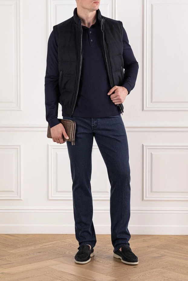 Scissor Scriptor тёмно-синие джинсы с брендированной нашивкой в шотландскую клетку 189732 - фото 2