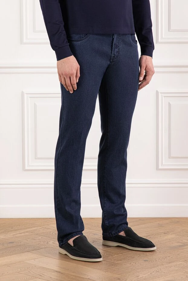 Scissor Scriptor фирмалық тартан патчтары бар қою көк джинсы 189732 - фото 3