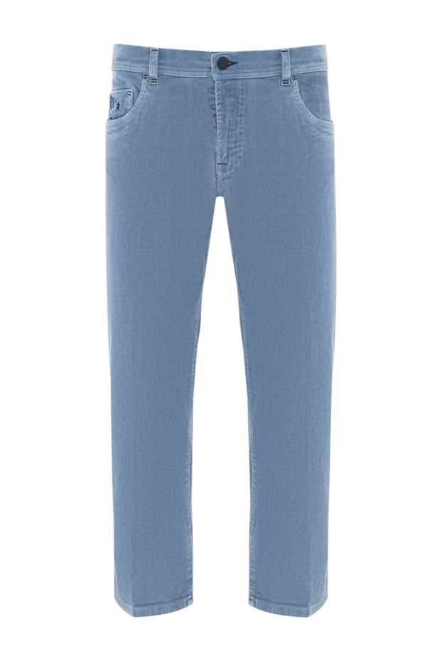 Базовые голубые джинсы из хлопка с логотипом на кармане
- фото 1