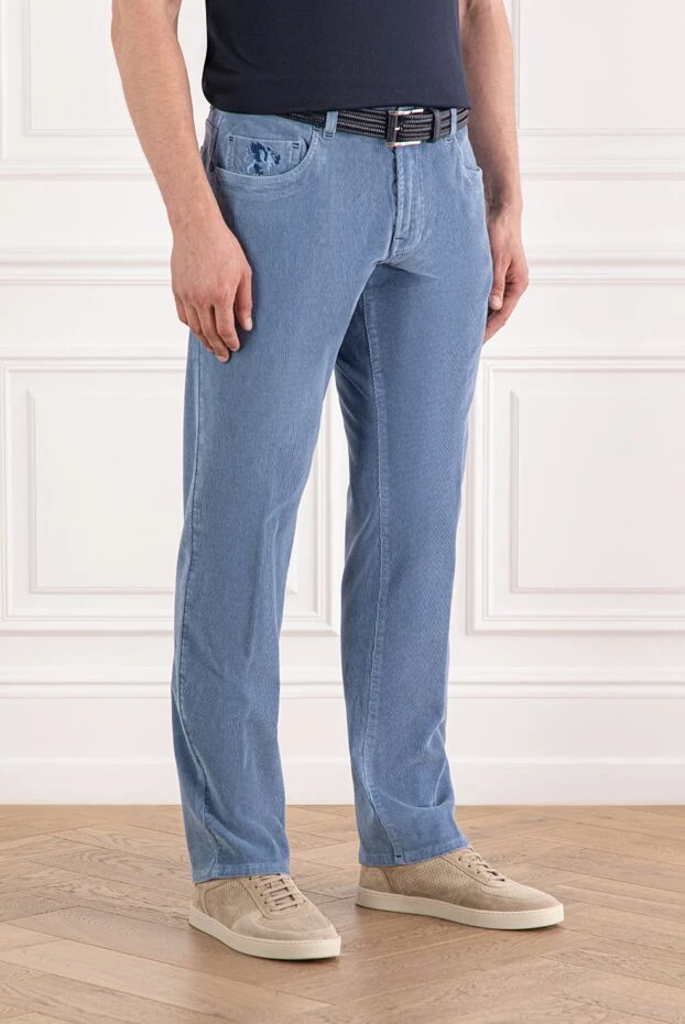 Scissor Scriptor қалтасында логотипі бар қарапайым көк мақта джинсы
 189743 - фото 3