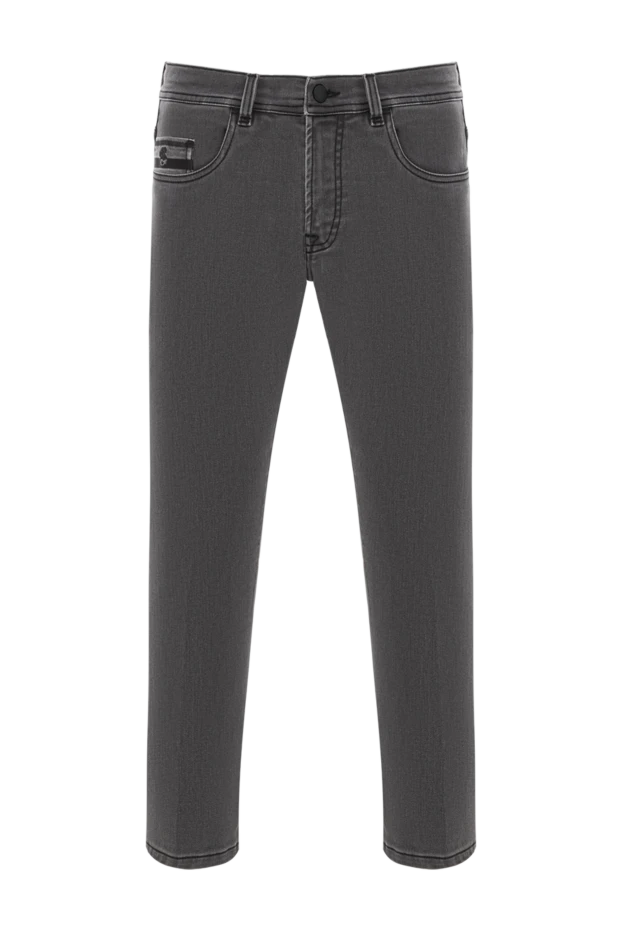 Серые джинсы с чёрным логотипом на карманах и минипатчем
- фото 1