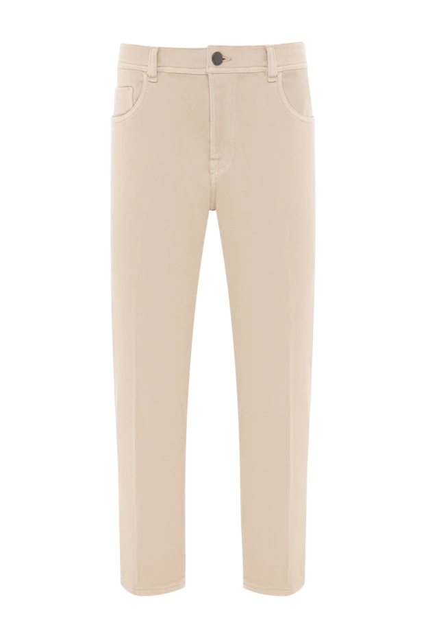 Джинсы светло-песочного оттенка с эластичным поясом - фото 1