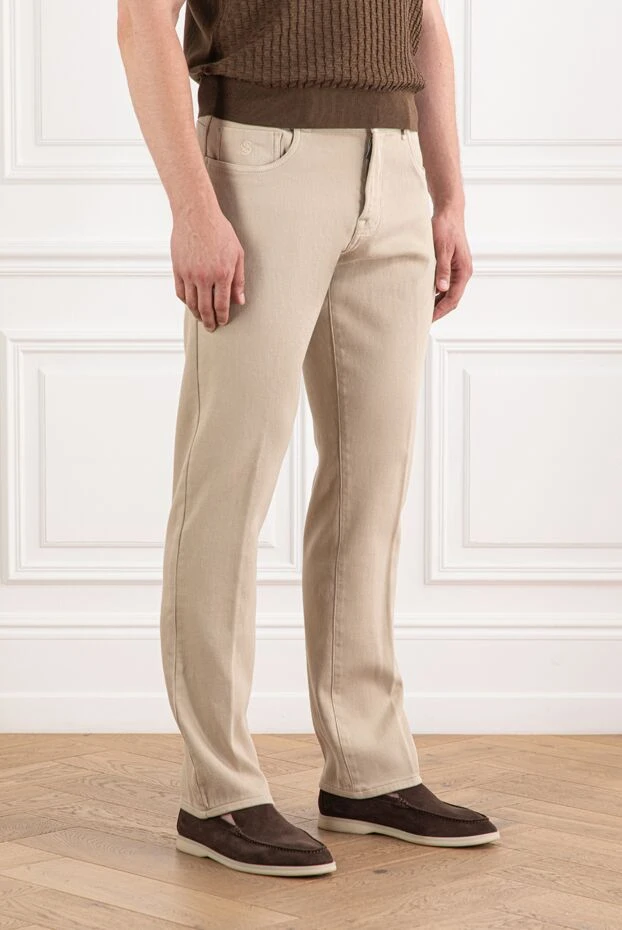 Scissor Scriptor серпімді белдігі бар ашық құм түсті джинсы 189749 - фото 3