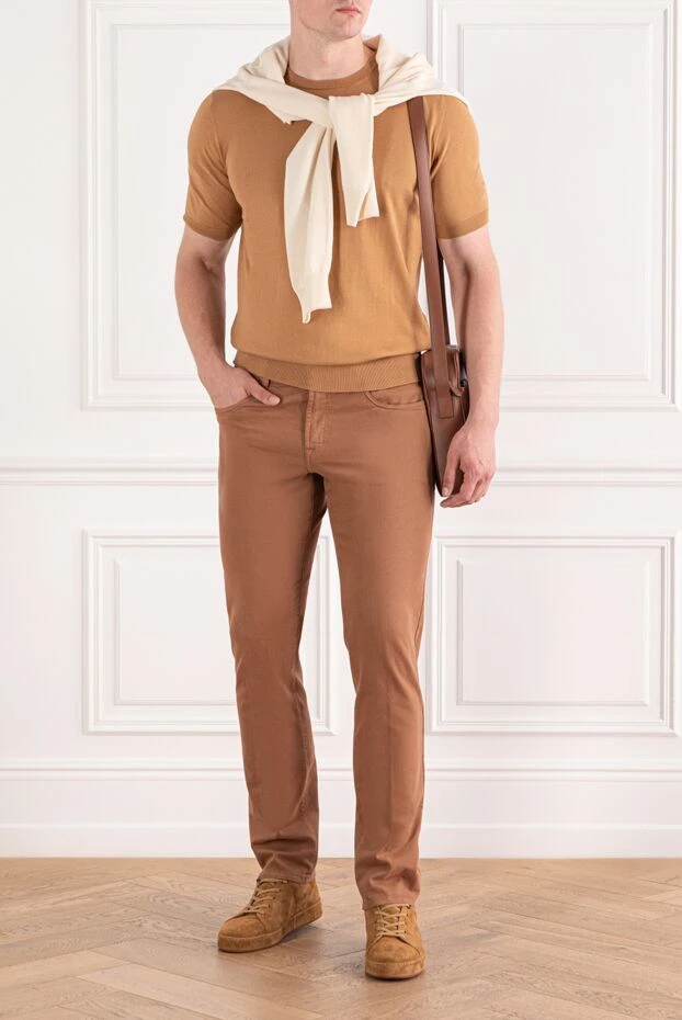 Scissor Scriptor хлопковые коричневые джинсы с добавлением эластана и фирменной отделкой карманов 189752 - фото 2