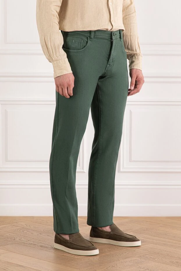 Scissor Scriptor созылу әсері бар жасыл джинсыдан жасалған түзу аяқты джинсы 189754 - фото 3