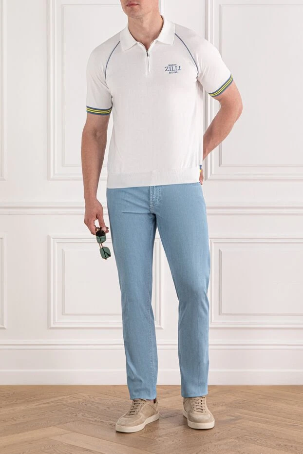 Scissor Scriptor blue cotton jeans with embroidered logo on back pockets 189759 - photo 2