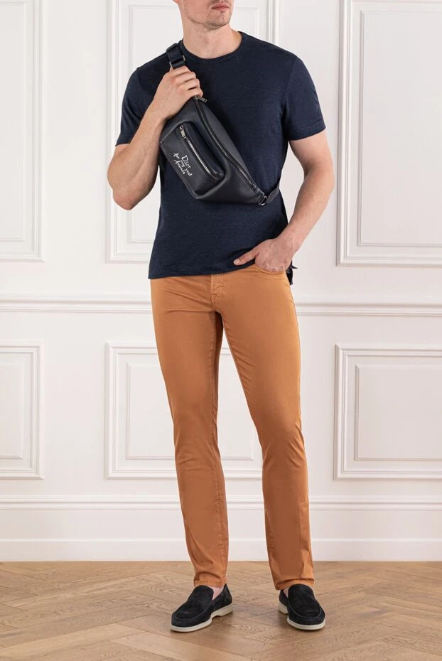 Scissor Scriptor терракота былғары патчтары бар мақта-матадан жасалған джинсы 189764 - фото 2