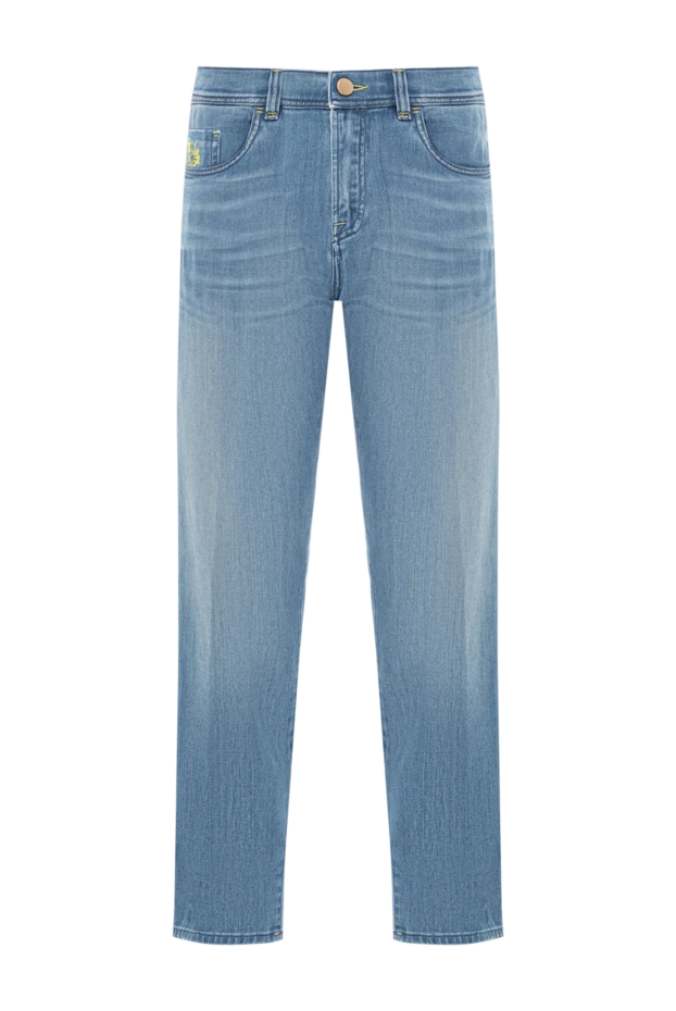 Scissor Scriptor светло-голубые джинсы с жёлтой вышивкой и клетчатой нашивкой 189767 - фото 1