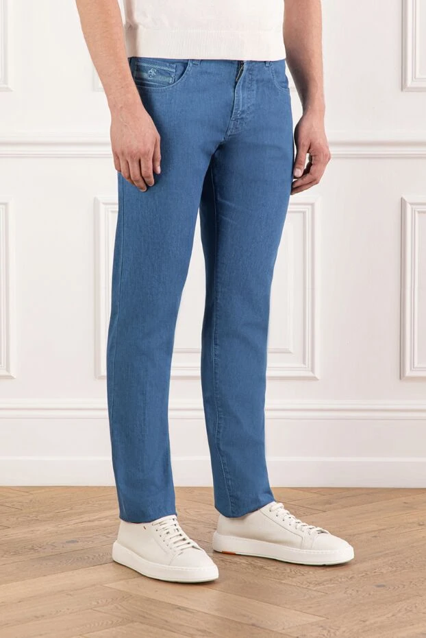 Scissor Scriptor қою көк патчтары бар бедерлі мақта джинсы 189771 - фото 3