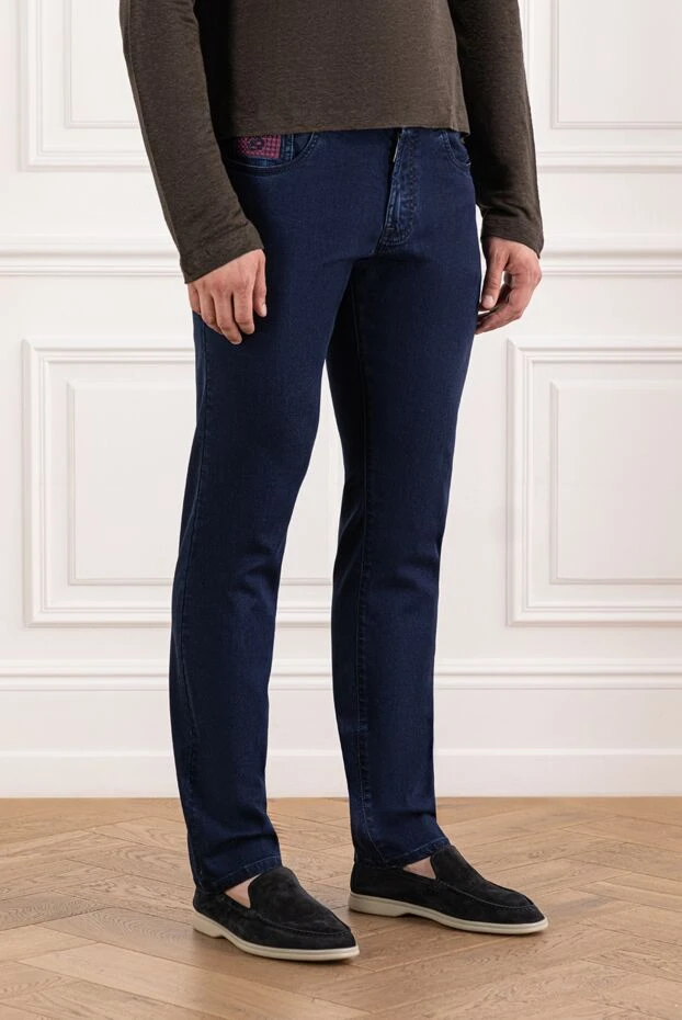 Scissor Scriptor қара-көк түсті джинсы контрастты кестемен 189773 - фото 3