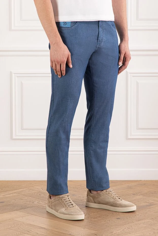 Scissor Scriptor брендтік патчпен классикалық көк джинсы шалбар 189778 - фото 3