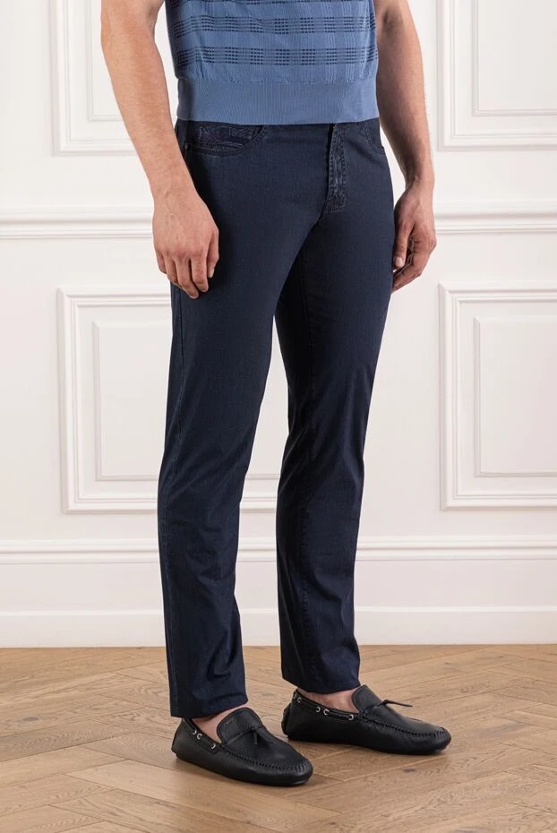 Scissor Scriptor қою-көк түсті жұмсақ джинсы шалбары тоналды қалталары және патчтары 189786 - фото 3