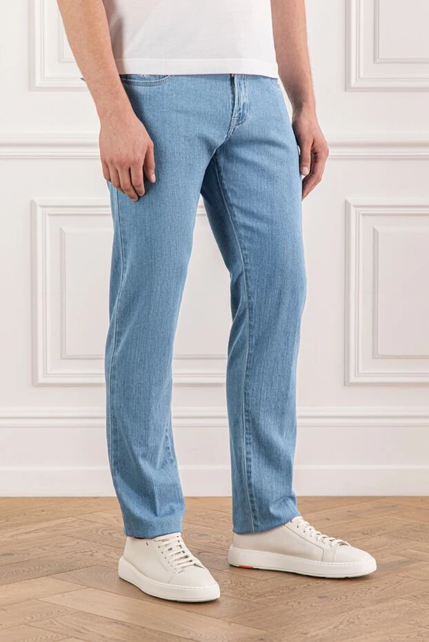 Scissor Scriptor тас жуылған ашық көк мақтадан жасалған джинсы
 189793 - фото 3