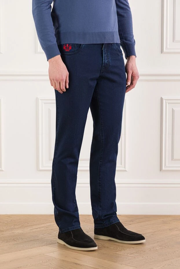 Scissor Scriptor джинсы темно-синие с контрастной красной отстрочкой
 189794 - фото 3