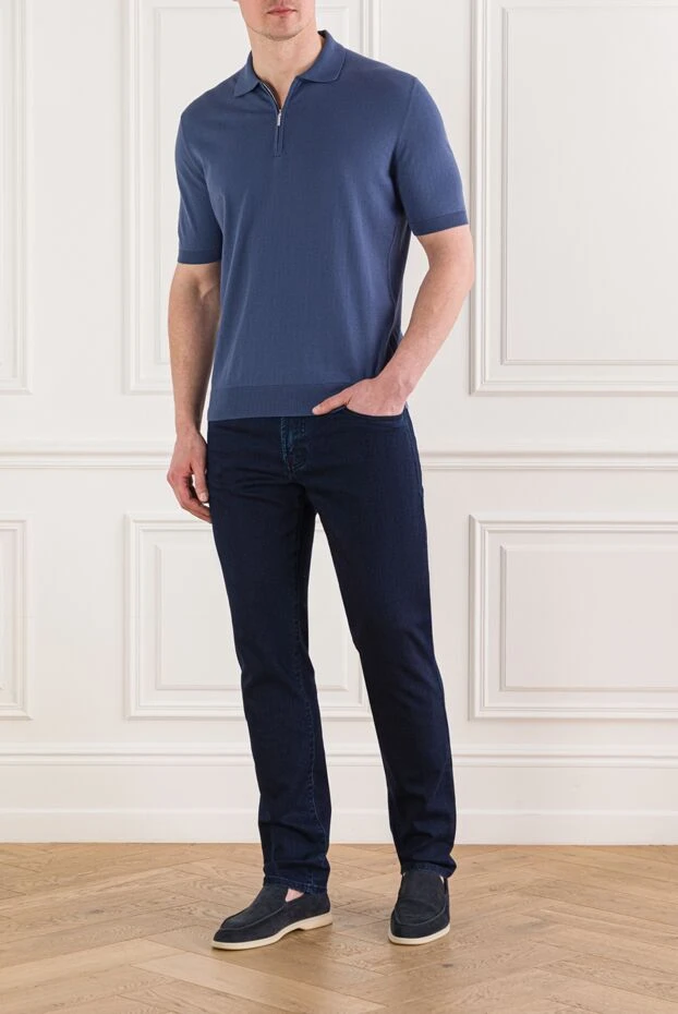 Scissor Scriptor джинсы насыщенного синего цвета с алой строчкой
189796 - фото 2