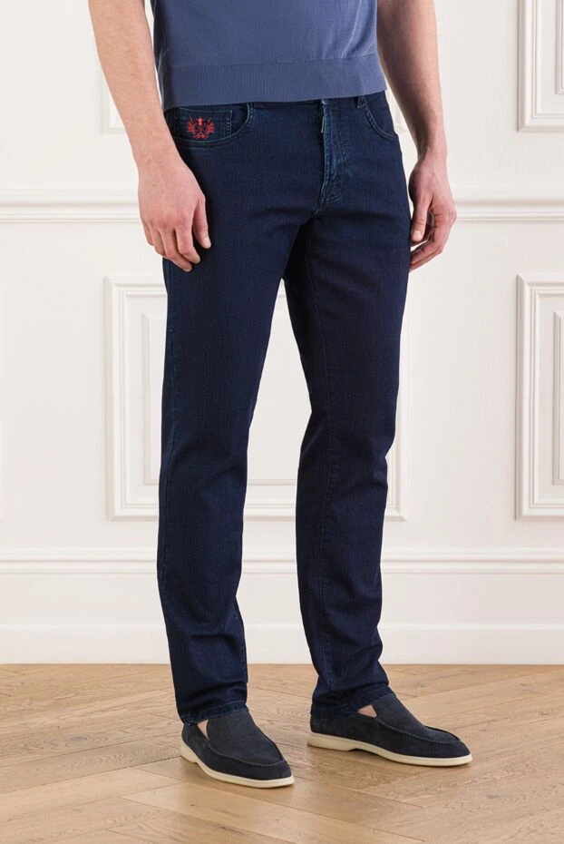 Scissor Scriptor джинсы насыщенного синего цвета с алой строчкой
 189796 - фото 3