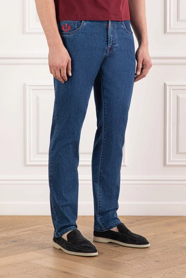 Scissor Scriptor джинсы синие с декоративной красной прострочкой 189798 - фото 3